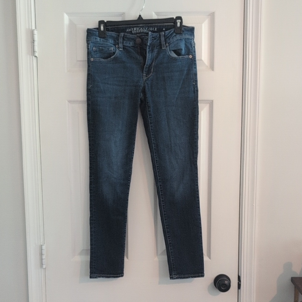 American Eagle Outfitters Women's Straight Leg Jeans - Dark Blue